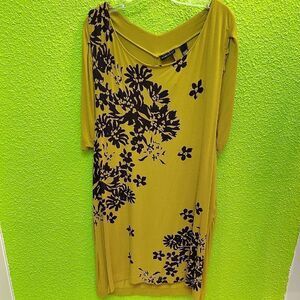 New York & Company Yellow Floral Dress